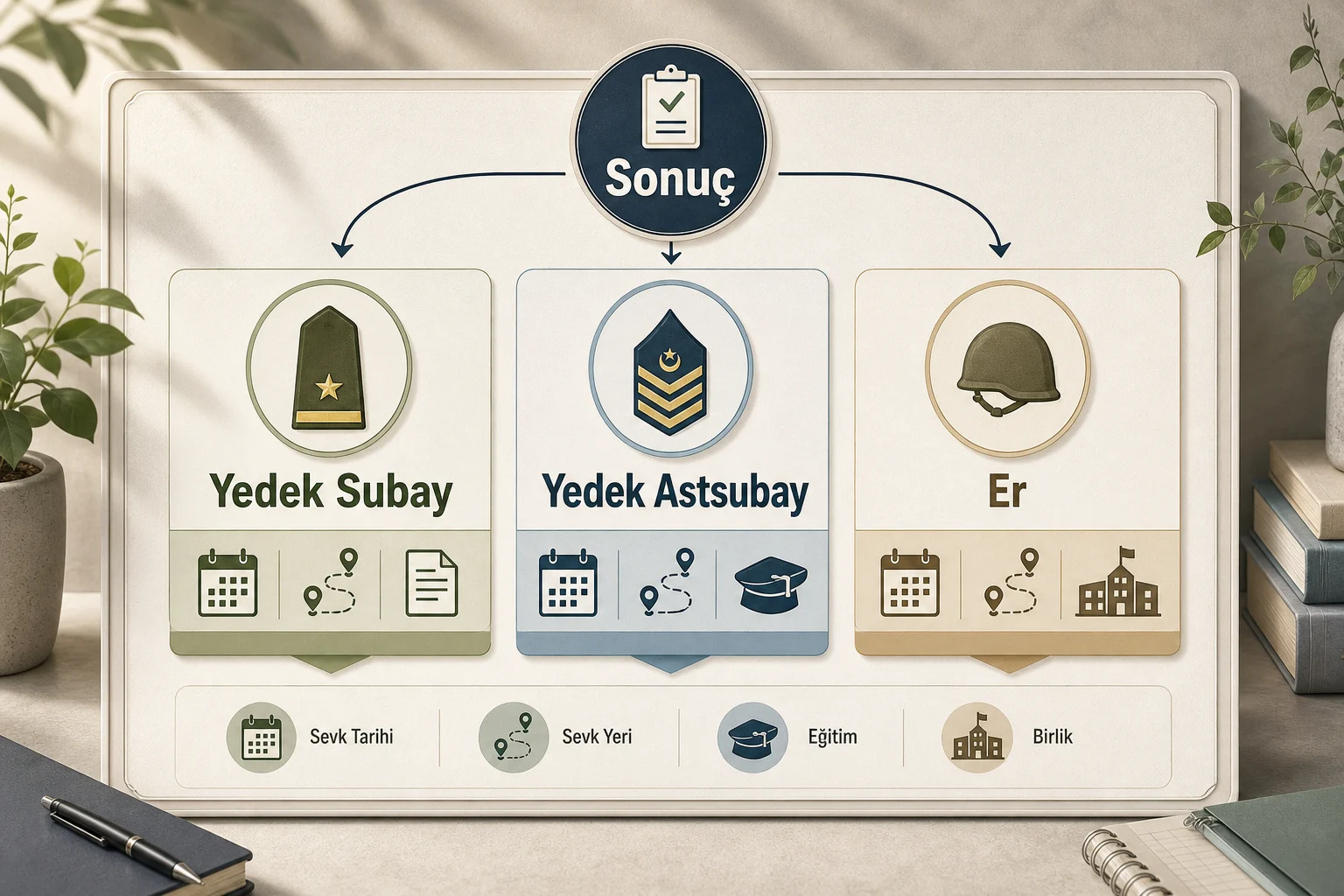 İnfografik: Yedek subay, yedek astsubay ve er statüsü sonuç ekranında nasıl ayırt edilir? - Askerlik Yerleri Ne Zaman Açıklanır? 2026 Sınıflandırma Takvimi